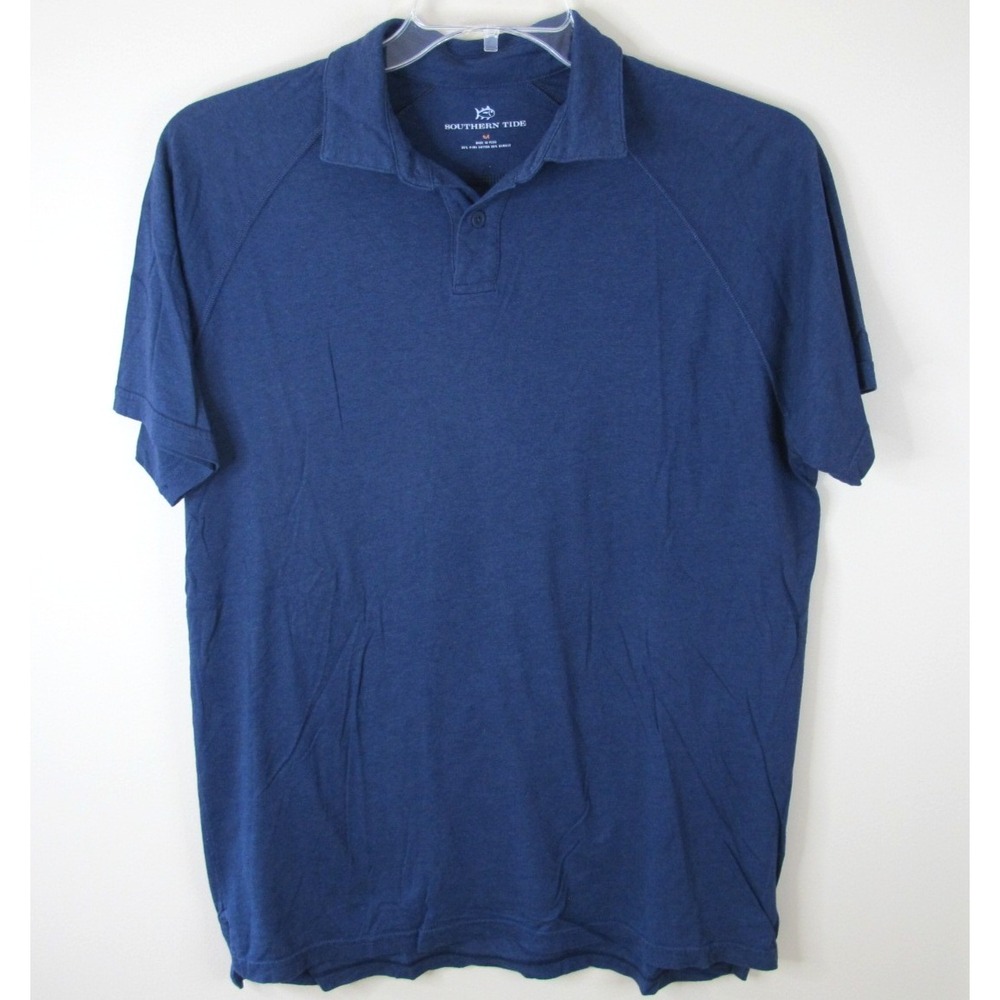 Southern Tide Polo Shirt Men M Navy Blue Racquet Short Sleeve Tide To Trail Pima